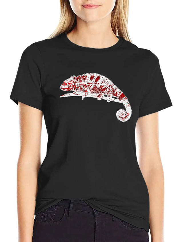 Chamaeleon Red Lightweight Cotton T-Shirt – Daily Comfort Graphic Shirt