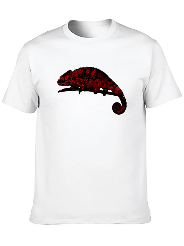 Chamaeleon Red Lightweight Cotton T-Shirt – Daily Comfort Graphic Shirt
