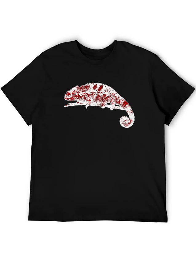 Chamaeleon Red Lightweight Cotton T-Shirt – Daily Comfort Graphic Shirt