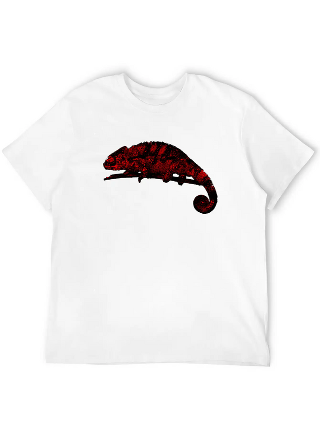 Chamaeleon Red Lightweight Cotton T-Shirt – Daily Comfort Graphic Shirt