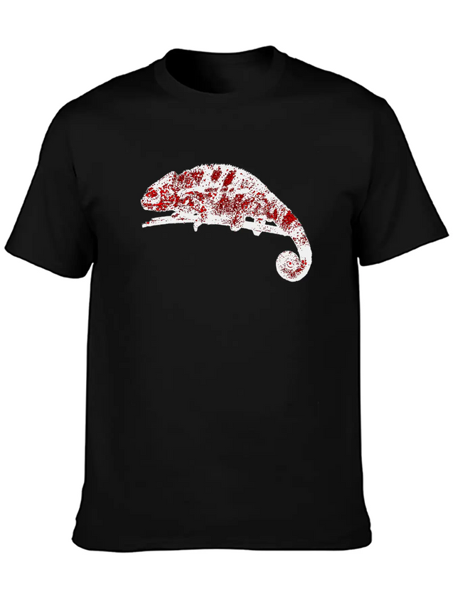 Chamaeleon Red Lightweight Cotton T-Shirt – Daily Comfort Graphic Shirt