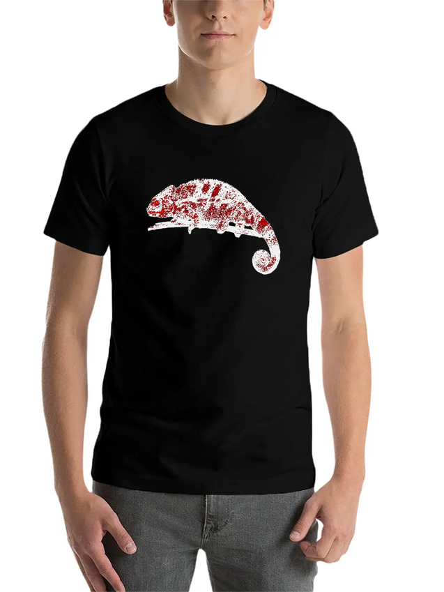 Chamaeleon Red Lightweight Cotton T-Shirt – Daily Comfort Graphic Shirt