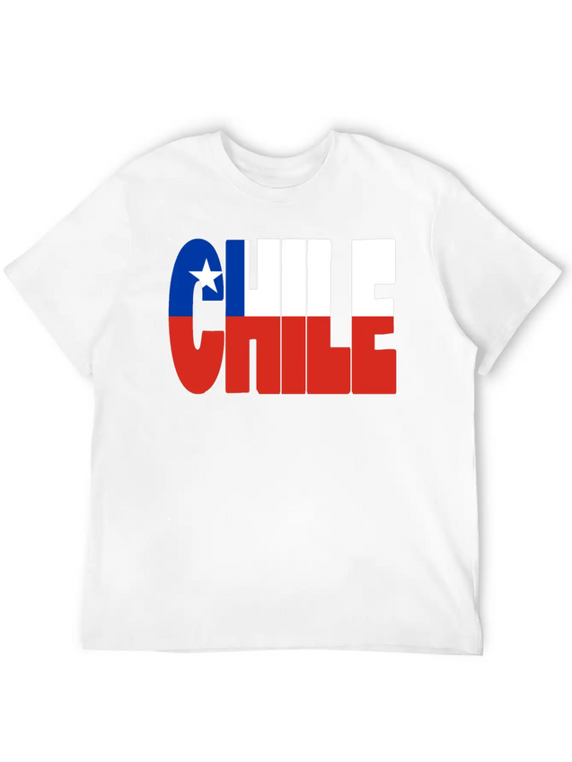 Chile Flag Stencil Lightweight Cotton T-Shirt – Daily Comfort Graphic Shirt