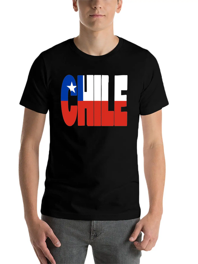 Chile Flag Stencil Lightweight Cotton T-Shirt – Daily Comfort Graphic Shirt