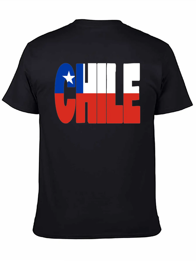 Chile Flag Stencil Lightweight Cotton T-Shirt – Daily Comfort Graphic Shirt