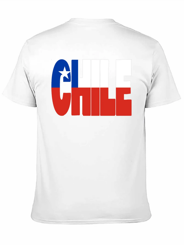 Chile Flag Stencil Lightweight Cotton T-Shirt – Daily Comfort Graphic Shirt
