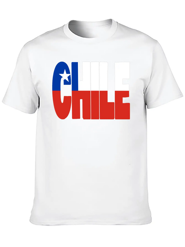 Chile Flag Stencil Lightweight Cotton T-Shirt – Daily Comfort Graphic Shirt