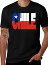 Chile Flag Stencil Lightweight Cotton T-Shirt – Daily Comfort Graphic Shirt