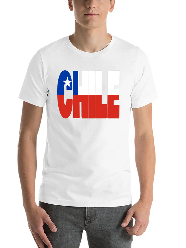 Chile Flag Stencil Lightweight Cotton T-Shirt – Daily Comfort Graphic Shirt