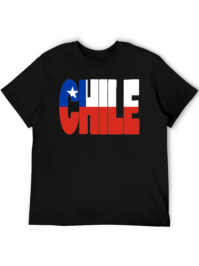Chile Flag Stencil Lightweight Cotton T-Shirt – Daily Comfort Graphic Shirt