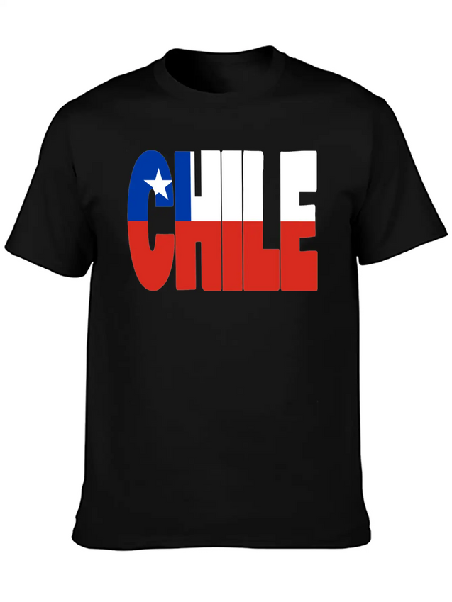 Chile Flag Stencil Lightweight Cotton T-Shirt – Daily Comfort Graphic Shirt