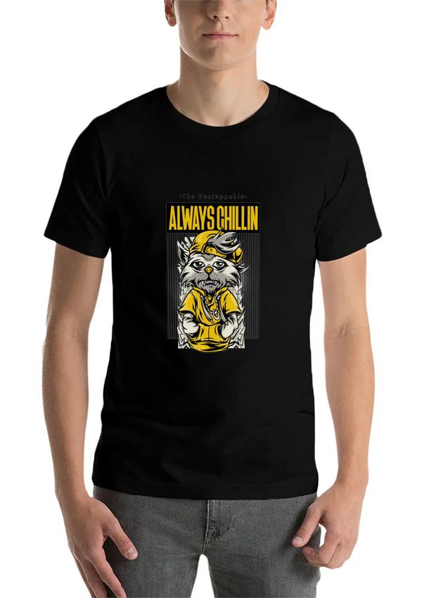 Chill Cat Gift For Teen Cool Animal Streetwear Hip Lightweight Cotton T-Shirt – Daily Comfort Graphic Shirt