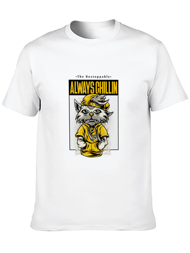 Chill Cat Gift For Teen Cool Animal Streetwear Hip Lightweight Cotton T-Shirt – Daily Comfort Graphic Shirt