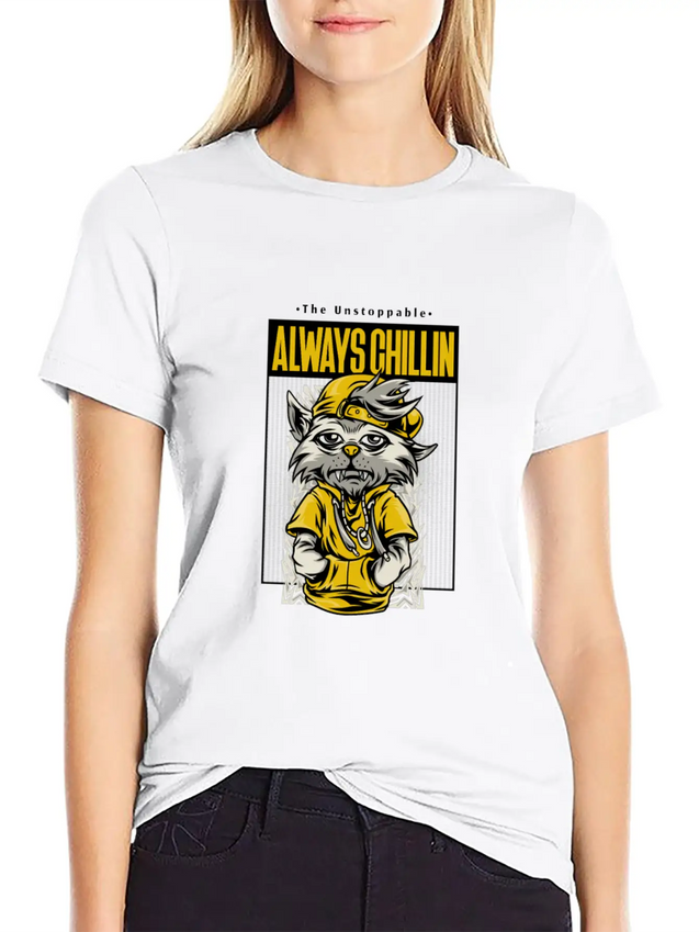 Chill Cat Gift For Teen Cool Animal Streetwear Hip Lightweight Cotton T-Shirt – Daily Comfort Graphic Shirt