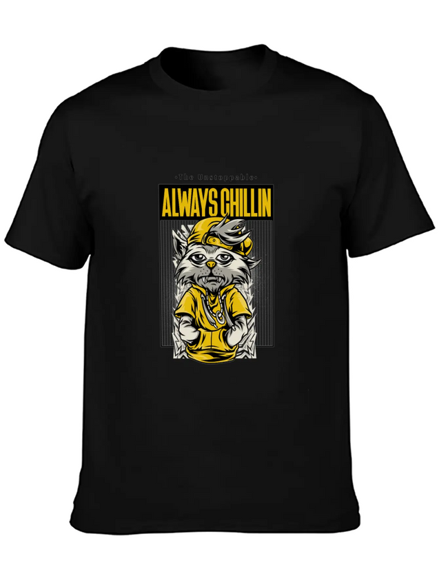 Chill Cat Gift For Teen Cool Animal Streetwear Hip Lightweight Cotton T-Shirt – Daily Comfort Graphic Shirt