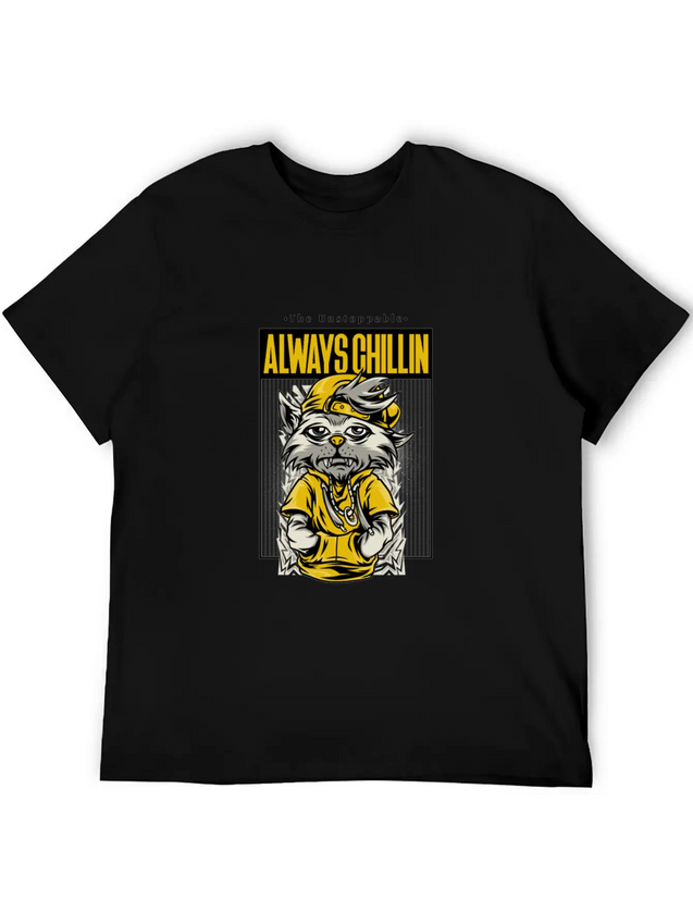 Chill Cat Gift For Teen Cool Animal Streetwear Hip Lightweight Cotton T-Shirt – Daily Comfort Graphic Shirt