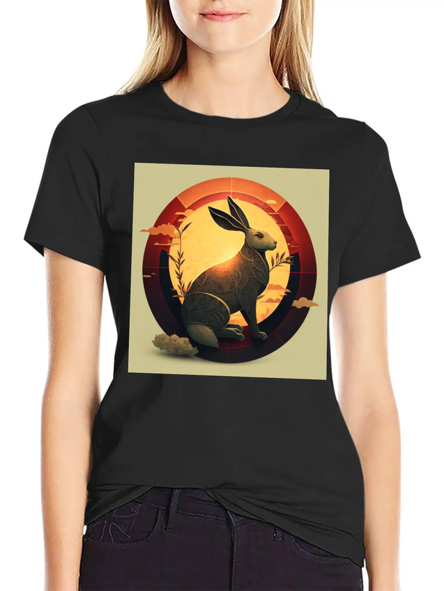 Chinese New Year The Year Of The Rabbit Lightweight Cotton T-Shirt – Daily Comfort Graphic Shirt