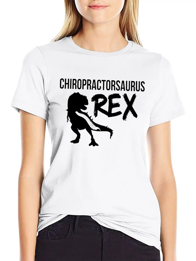 Chiropractic Spine Treatment SaurusRex Spinal Lightweight Cotton T-Shirt – Daily Comfort Graphic Shirt