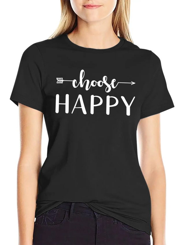 Choose Happy Lightweight Cotton T-Shirt – Daily Comfort Graphic Shirt