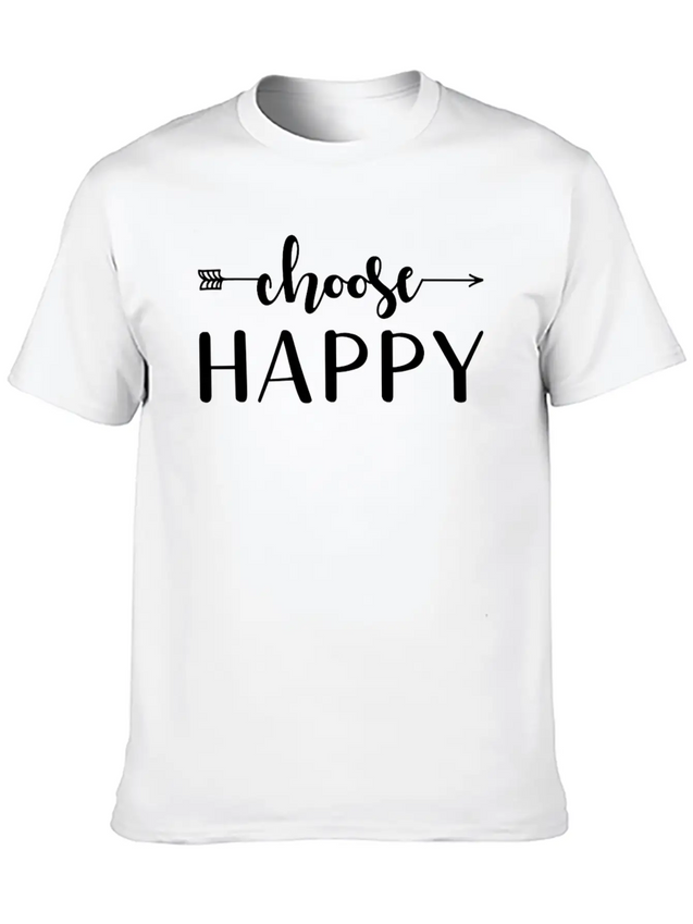 Choose Happy Lightweight Cotton T-Shirt – Daily Comfort Graphic Shirt