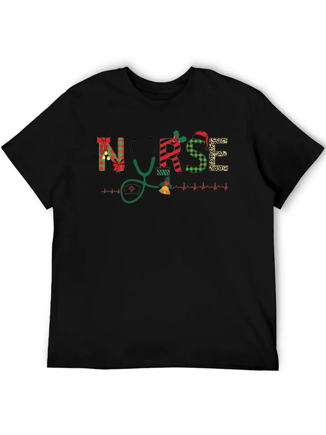 Christmas Theme Nurse T Shirt Lightweight Cotton T-Shirt – Daily Comfort Graphic Shirt