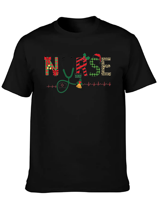 Christmas Theme Nurse T Shirt Lightweight Cotton T-Shirt – Daily Comfort Graphic Shirt