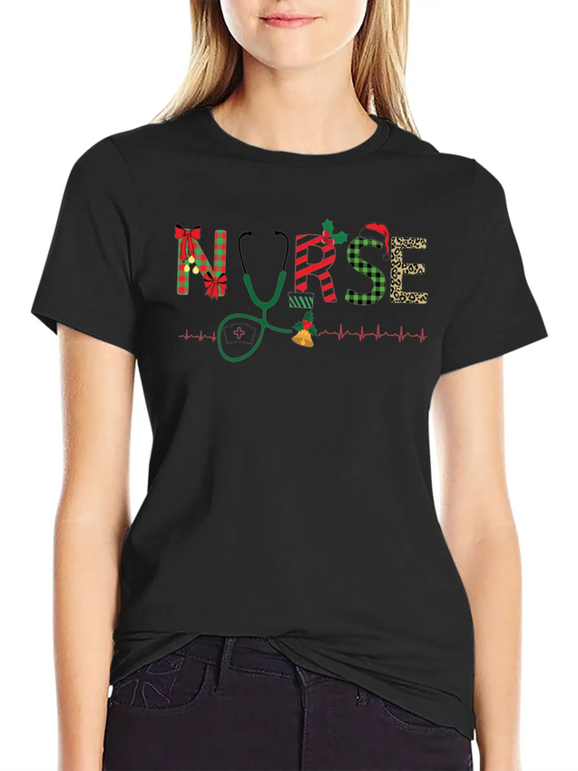 Christmas Theme Nurse T Shirt Lightweight Cotton T-Shirt – Daily Comfort Graphic Shirt