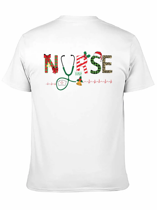 Christmas Theme Nurse T Shirt Lightweight Cotton T-Shirt – Daily Comfort Graphic Shirt
