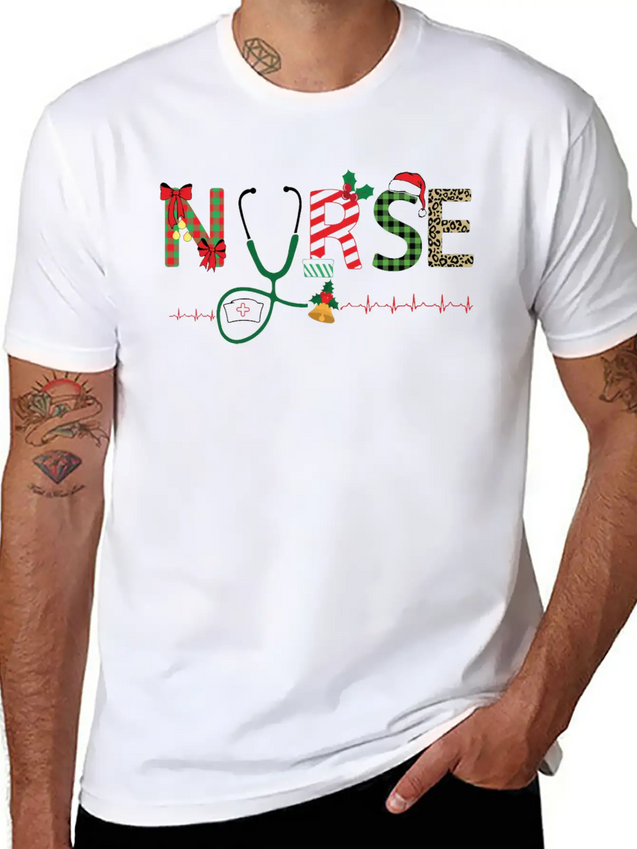 Christmas Theme Nurse T Shirt Lightweight Cotton T-Shirt – Daily Comfort Graphic Shirt