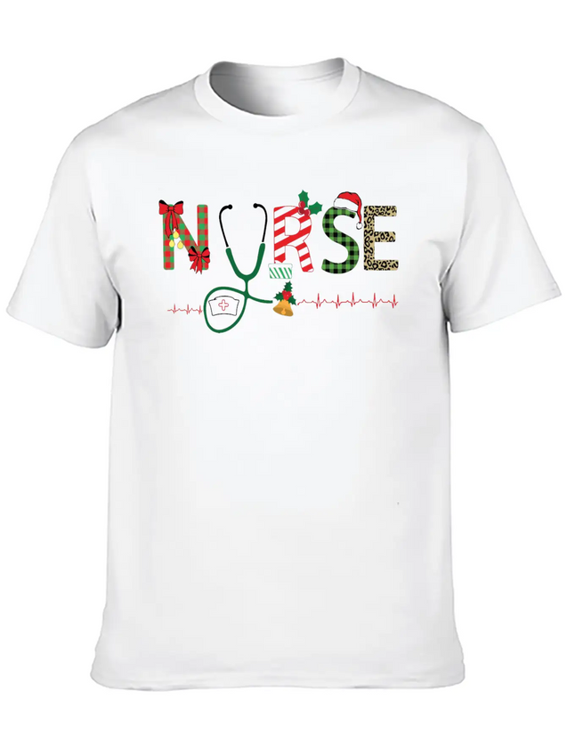 Christmas Theme Nurse T Shirt Lightweight Cotton T-Shirt – Daily Comfort Graphic Shirt