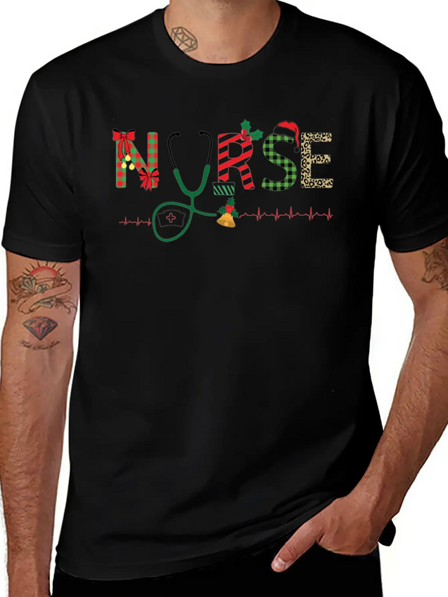 Christmas Theme Nurse T Shirt Lightweight Cotton T-Shirt – Daily Comfort Graphic Shirt