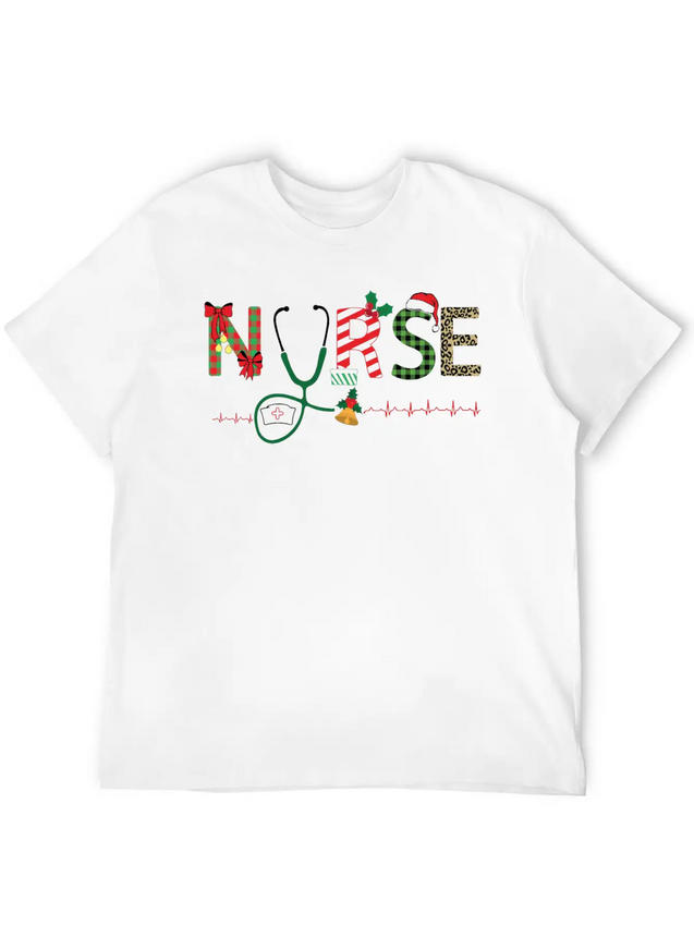 Christmas Theme Nurse T Shirt Lightweight Cotton T-Shirt – Daily Comfort Graphic Shirt
