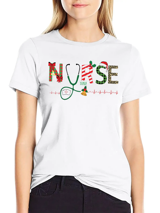 Christmas Theme Nurse T Shirt Lightweight Cotton T-Shirt – Daily Comfort Graphic Shirt