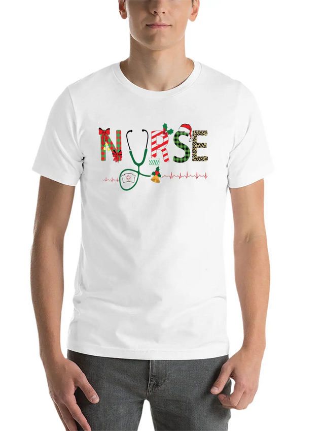 Christmas Theme Nurse T Shirt Lightweight Cotton T-Shirt – Daily Comfort Graphic Shirt