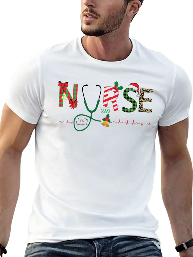 Christmas Theme Nurse T Shirt Lightweight Cotton T-Shirt – Daily Comfort Graphic Shirt