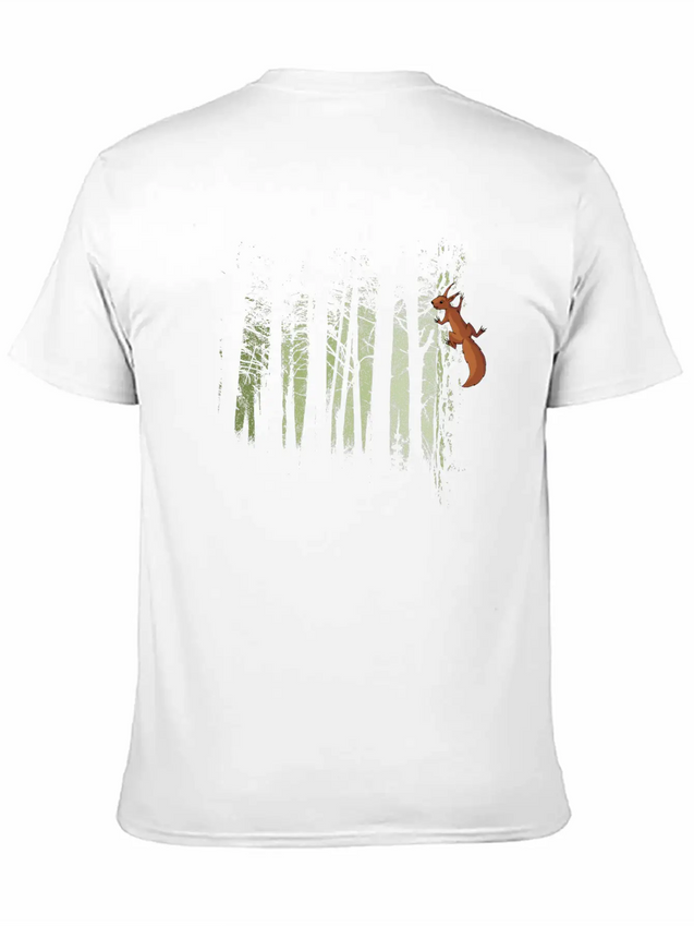 Climbing Squirrel Critter Romantic Twilight Forest Lightweight Cotton T-Shirt – Daily Comfort Graphic Shirt