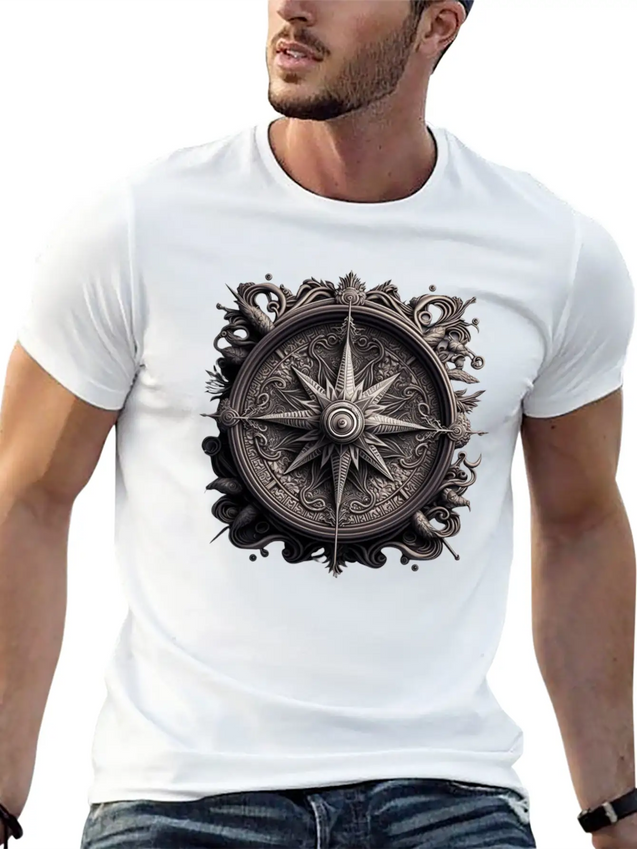 Compass Lightweight Cotton T-Shirt – Daily Comfort Graphic Shirt