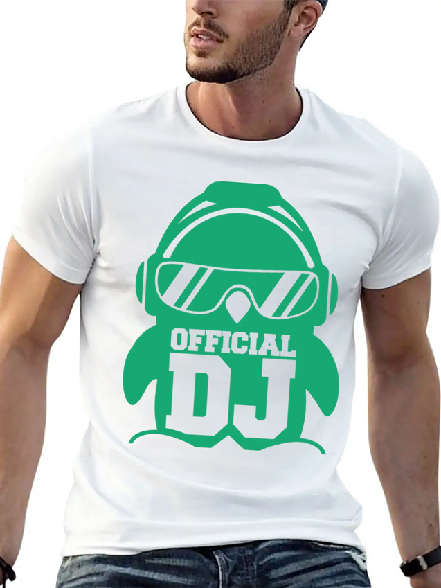 Cool Penguin Official DJ Bird Party Club Music Fun Lightweight Cotton T-Shirt – Daily Comfort Graphic Shirt