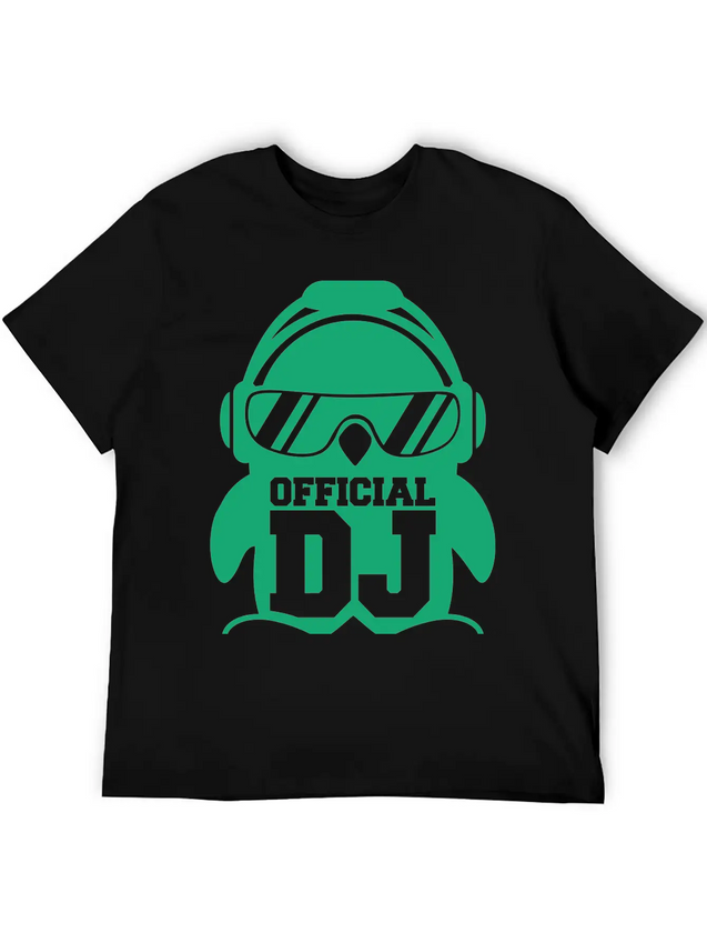 Cool Penguin Official DJ Bird Party Club Music Fun Lightweight Cotton T-Shirt – Daily Comfort Graphic Shirt
