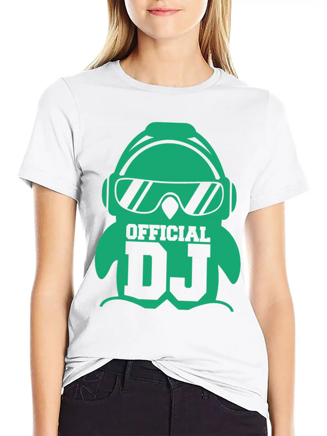 Cool Penguin Official DJ Bird Party Club Music Fun Lightweight Cotton T-Shirt – Daily Comfort Graphic Shirt