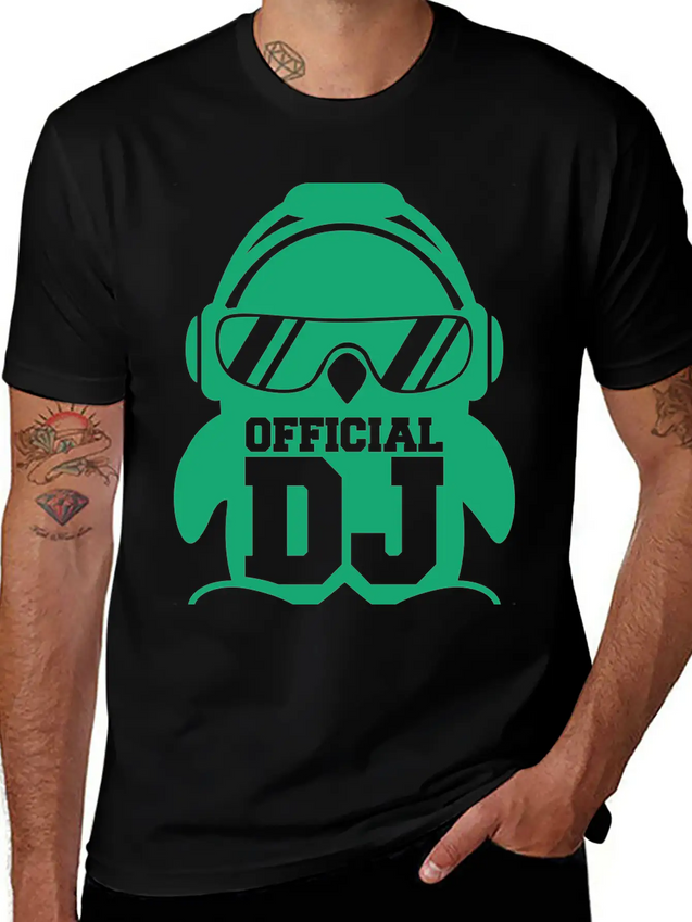 Cool Penguin Official DJ Bird Party Club Music Fun Lightweight Cotton T-Shirt – Daily Comfort Graphic Shirt