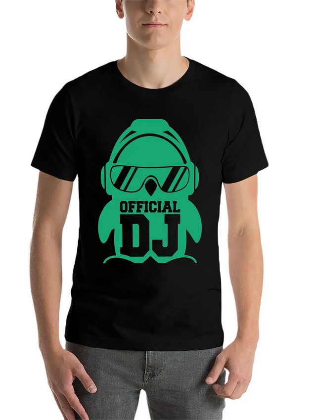 Cool Penguin Official DJ Bird Party Club Music Fun Lightweight Cotton T-Shirt – Daily Comfort Graphic Shirt