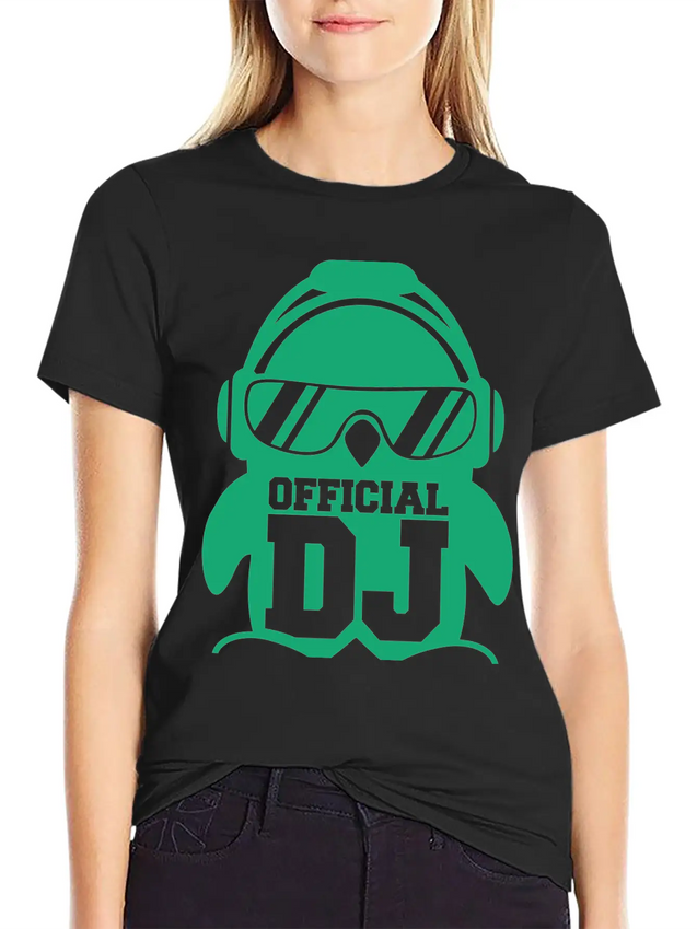 Cool Penguin Official DJ Bird Party Club Music Fun Lightweight Cotton T-Shirt – Daily Comfort Graphic Shirt