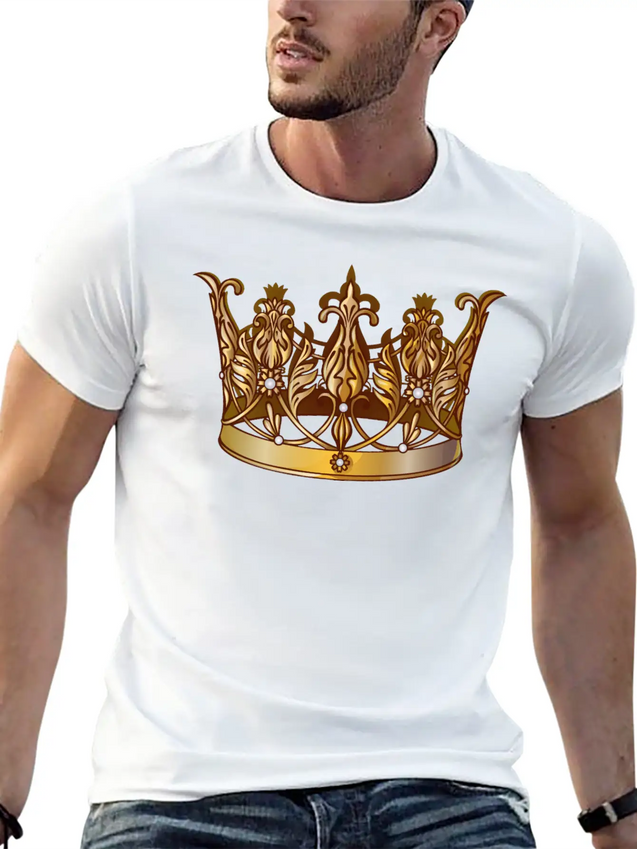 Cool Royal Gold Crown Jewels Image Lightweight Cotton T-Shirt – Daily Comfort Graphic Shirt