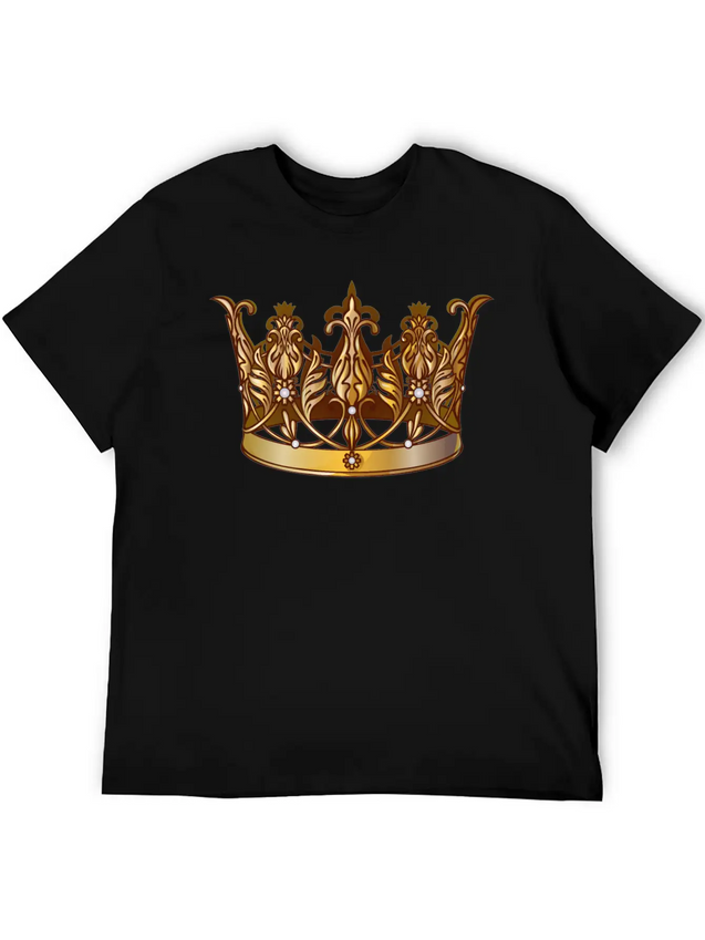 Cool Royal Gold Crown Jewels Image Lightweight Cotton T-Shirt – Daily Comfort Graphic Shirt