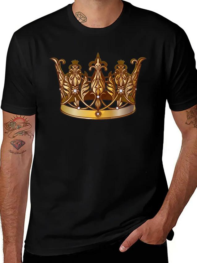 Cool Royal Gold Crown Jewels Image Lightweight Cotton T-Shirt – Daily Comfort Graphic Shirt