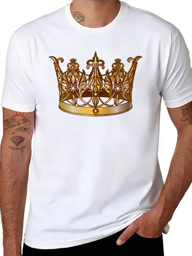Cool Royal Gold Crown Jewels Image Lightweight Cotton T-Shirt – Daily Comfort Graphic Shirt