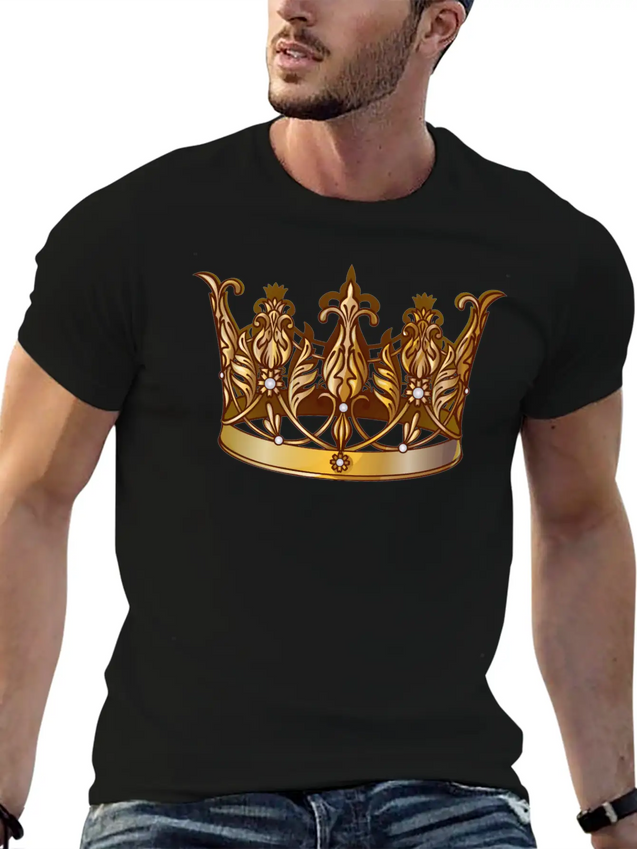 Cool Royal Gold Crown Jewels Image Lightweight Cotton T-Shirt – Daily Comfort Graphic Shirt