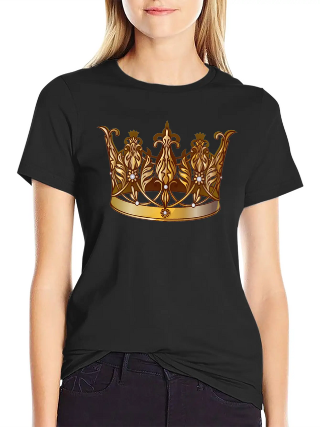 Cool Royal Gold Crown Jewels Image Lightweight Cotton T-Shirt – Daily Comfort Graphic Shirt