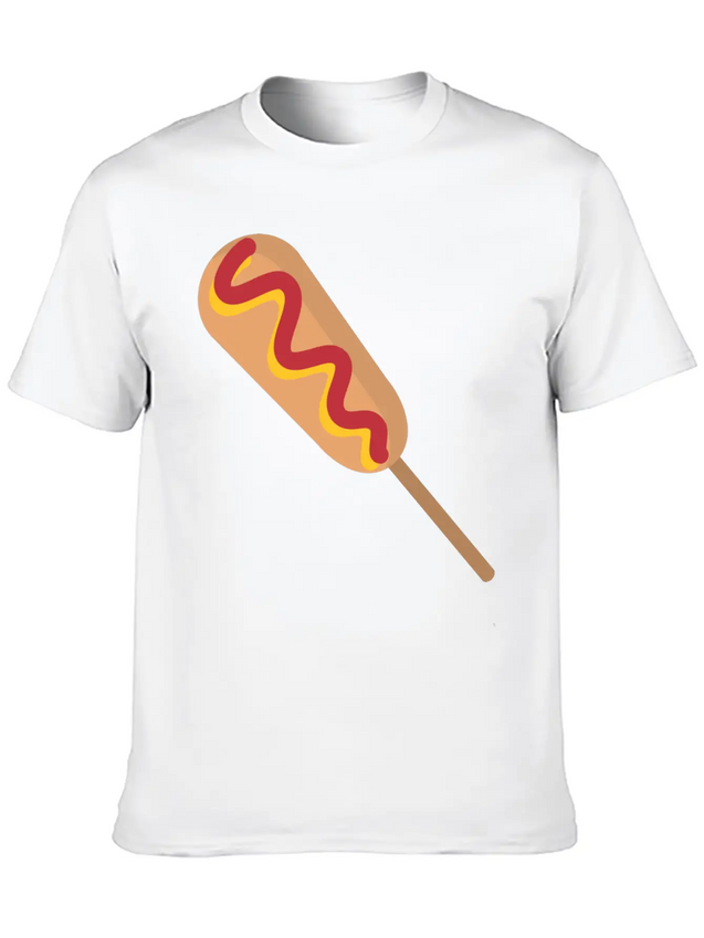 Corn Dog Cartoon Lightweight Cotton T-Shirt – Daily Comfort Graphic Shirt